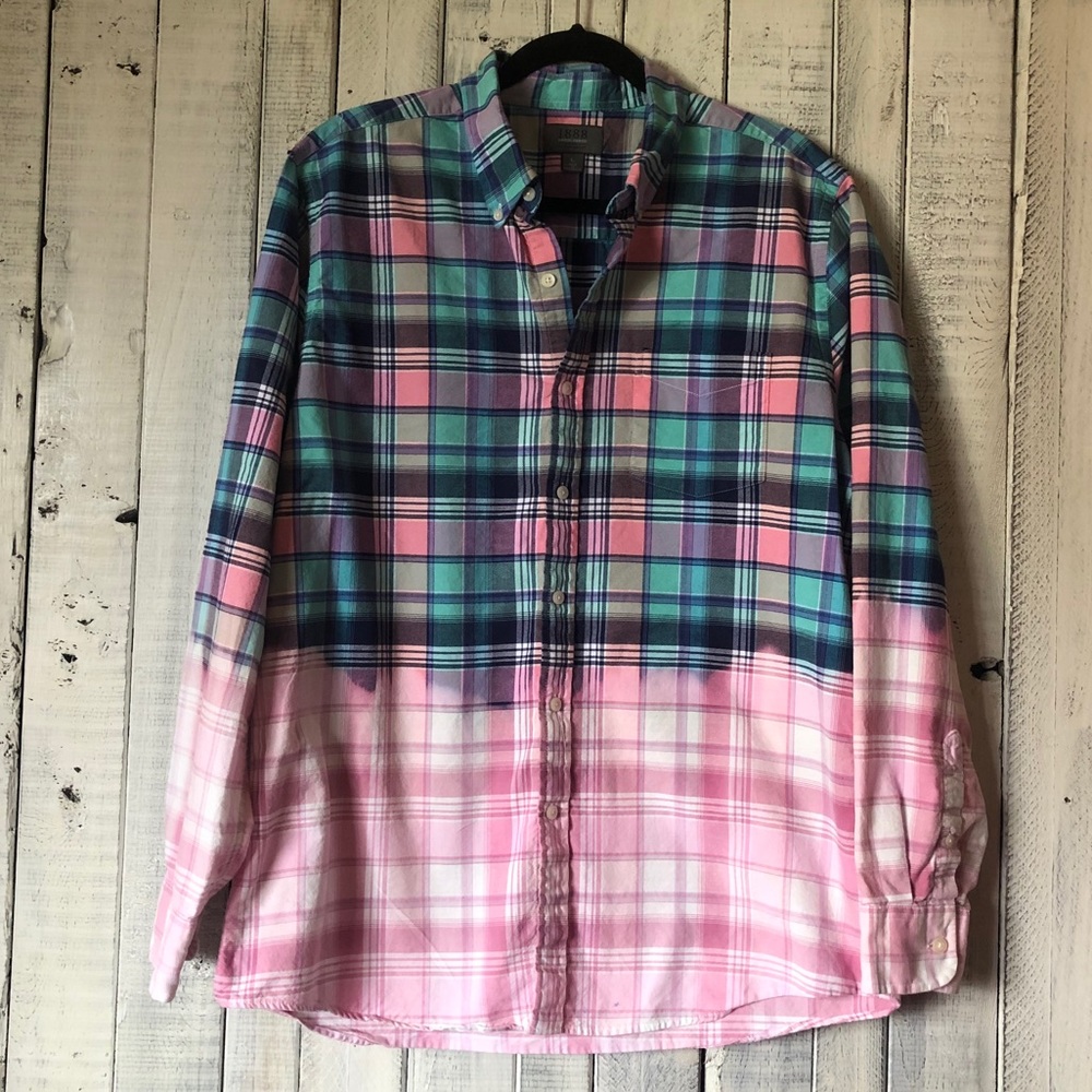 Saddlebred Oxford Pink/Blue Bleached Plaid Flannel